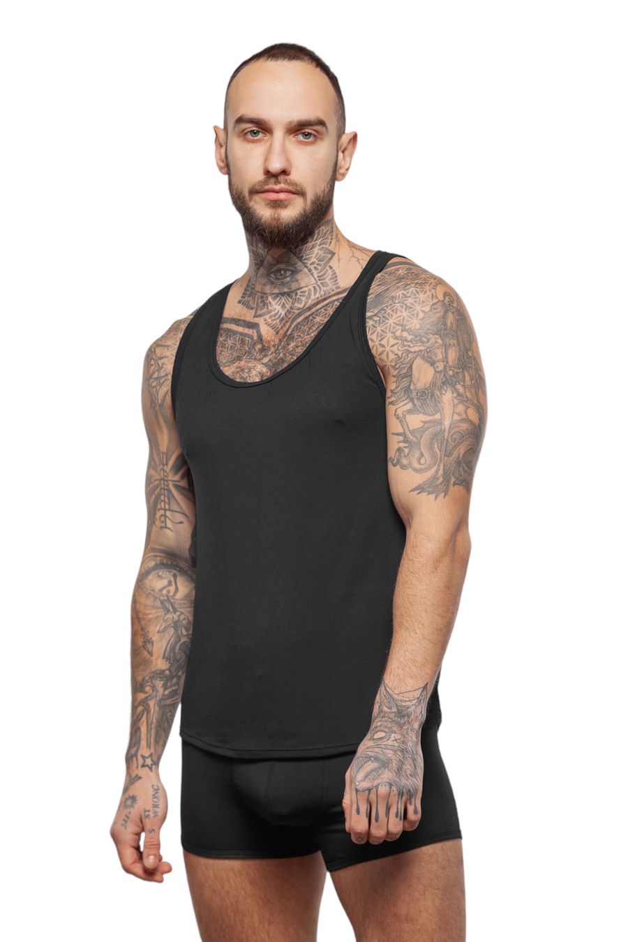 Set Man&Woman Modal Black Чорна майка з тканини Modal