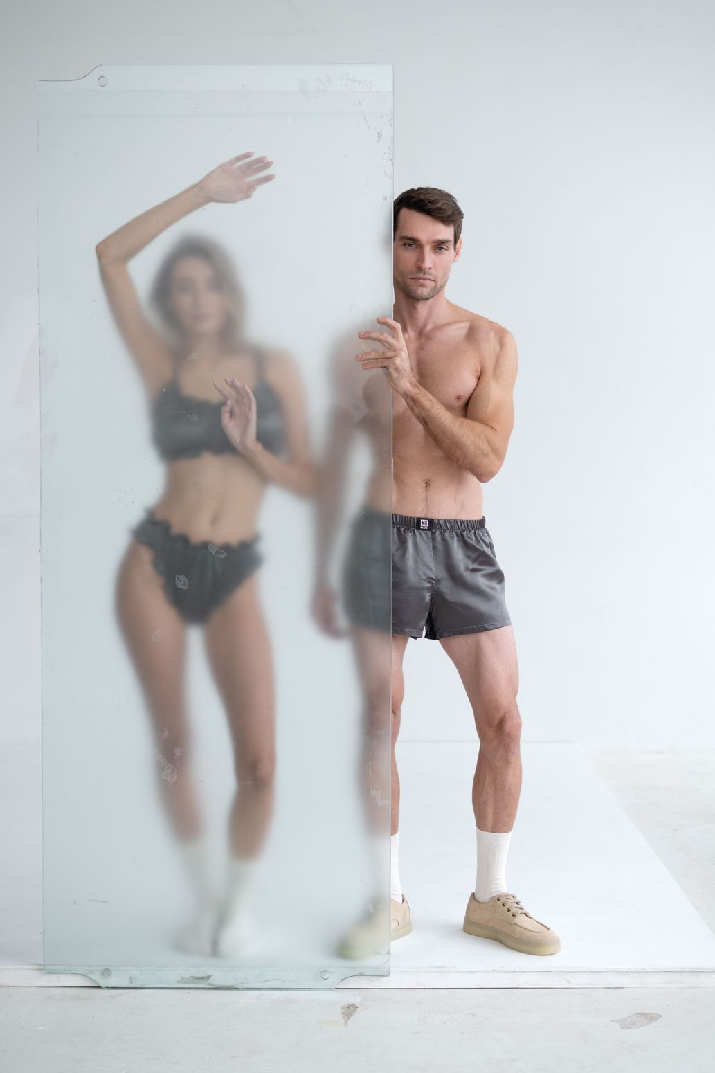 Set Man&Woman Silk 100% Gray Set Man&Woman Silk 100% Gray