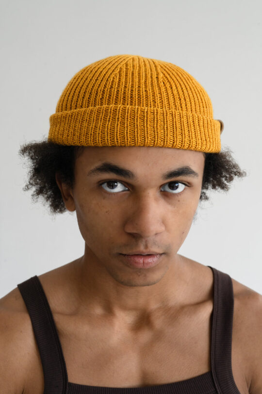 В'язана Шапка біні з вовни мериносу Yellow 2026