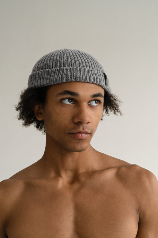 В'язана Шапка біні з вовни мериносу Gray 2026