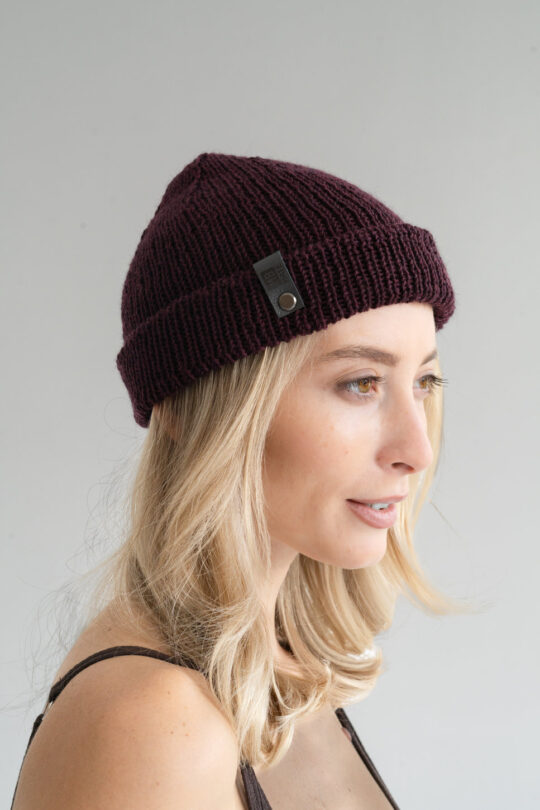 В'язана Шапка біні з вовни мериносу Burgundy 2026