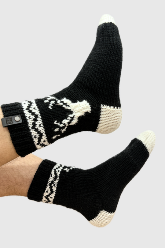 Шкарпетки в'язані New Year's deer Black